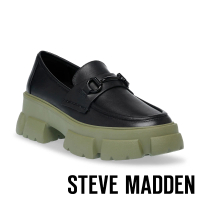 【STEVE MADDEN】TRIFECTA 馬銜釦厚底樂福鞋(黑綠色)