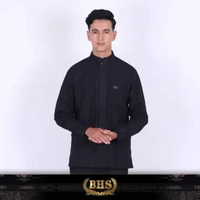 Baju Koko BHS Classic Motif Hamzah Hitam L