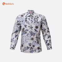 Batik Keris Kemeja Batik Reguler Fit Lengan Panjang Motif Rona Laras 16 Sand Cream