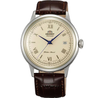 ORIENT 東方 DATE Ⅱ 復古紳士日期機械錶 送禮推薦-咖啡x銀框/40.5mm FAC00009N