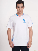เสื้อยืดริบคอทอลาย รุ่น P1MT201TF028 ลายกราฟิก สีWH ไซส์ S