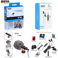 BOYA BY-M1 M1DM BY-MM1 + Dual Omni-directional Lavalier Microphone Short-gun Video Mic for canon nikon iphone Smartphones Camera