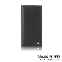 【BRAUN BUFFEL 德國小金牛】台灣總代理 新遊牧族-TW 14卡V型長夾-黑色/BF380-620-BK
