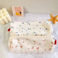 Floral Fresh Style Pencil Bag Small Flowers Pencil Cases Cute Simple Pen Bag Storage Bags School Supplies Stationery Gift