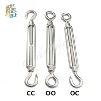 1Pcs M4 M5 M6 M8 M10 Stainless Steel 304 Adjust Chain Rigging Hooks &amp; Eye Turnbuckle Wire Rope Tension Device Line Oc Oo Cc Type