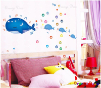 壁貼【橘果設計】鯨魚 DIY組合壁貼/牆貼/壁紙/客廳臥室浴室幼稚園室內設計裝潢