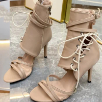 BRCCHENXI Sandals Heels Women's Shoes Summer 2023 New Trend Black Sexy Peep Toe Boots Fashion Cloth Stilettos Jazz Dance Female