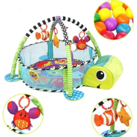 Turtle-shaped Infantino Blanket Grow-with-Me Activity Gym &amp; Ball Pit Toddlers Play Gym Mat Pop-up Mesh Sides Crawling Carpets