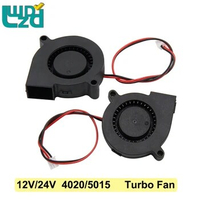 2pcs 4020 5015 Blower Fan 12V 24V Turbo cooling fan 5cm 50x50x15mm 12v/24v Black Plastic Fans For Extruder 3D Printer Parts