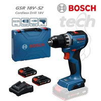 Mesin Bor Baterai Cordless Drill 18V Bosch GSR 18V-52 - 2 Battery