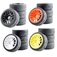 RC Racing Tires w/Plastic Wheel 4Pcs For 1/10 HSP HPI Sakura D5/D4/D3 Tamiya KYOSHO Racing Touring Flat Car Parts