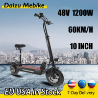 48V 1200W Electric Scooter 100KM Distance Motor 60KM/H Electric Scooters With Seat 10INCH Wheel Foldable E Scooters USA Stock