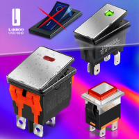 LANBOO High-End Quality KCD4 KCD3 Metal Square Waterproof Rocker Switch 20A 16Amp Current Push Button 2no2nc with LED 12V24V220V
