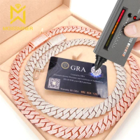 15mm 3 Rows VVS Moissanite Cuban Link Chain Necklaces S925 Silver Choker for Women Men Pass Diamonds Tester Free Shipping GRA