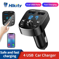 Hikity Bluetooth 5.0 Car MP3 Player FM Transmitter Wireless Handsfree Call Car Audio Dual USB Fast Charging