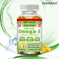 30, 60, 120 Capsules - DetoxXtra Omega-3 Fish Oil Health Supplement Supports Brain, Heart, Eyes, and