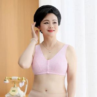 中老年文胸媽媽內衣薄款大碼無鋼圈前扣薄棉舒適收副乳背心式胸罩