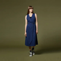【NAUTICA】女裝 交叉V領無袖洋裝(藍)