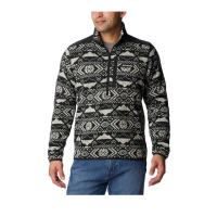 【Columbia 哥倫比亞 官方旗艦】男款-Sweater Weather™半開襟刷毛上衣-黑色印花(UAE67530FD/HF)