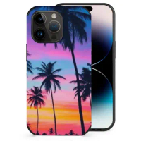 Tropical Pink Sunset Palm Tree Phone Case For Iphone 15 14 13 12 11 Plus Pro Max Mini Xr 7 8 Cover Shockproof Silicon Cover