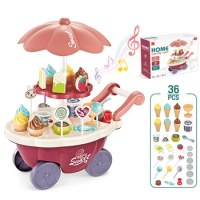 Kids Kitchen Play Toys Ice Cream Candy Trolley House Ice Cream Push Up Cars Cooking Set Toys Pretend Play Toys For Girls Gift