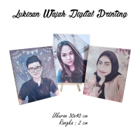 Lukisan Wajah Digital Printing 30 x 40 cm Kanvas Foto Sketsa Hiasan Dinding