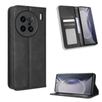 For Vivo X90 Case Luxury Flip PU Leather Wallet Magnetic Adsorption Case For Vivo X90 Pro Plus X 90 vivoX90 Phone Bag