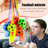 10pcs Soccer Patterns Whistle Plastic Sport Pendant Whistle Toy Kids Birthday Party Favor Basketball Football Emergency Whistles