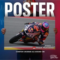 Poster Veda Pratama Pembalap MotoGP Moto3 No. 9 Honda Asia Motor GP Hiasan Dinding Custom Gambar 120
