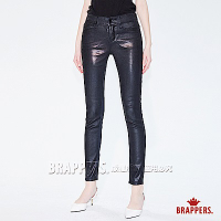BRAPPERS 女款 新美腳 ROYAL系列-中腰彈性噴漆窄管褲-深藍