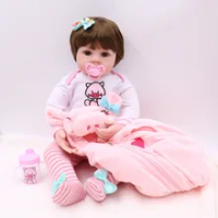 Premie Bayi Ukuran 48 Cm Full Body Silikon Merah Muda Babi Gaun Set BEBE Boneka Reborn Boneka Tahan Air Mandi Boneka mainan Natal Gfit