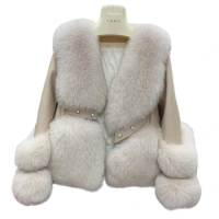 ZDFURS*Whole Leather Fox Fur Fur Sheepskin Coat for Women 2022 New Haining Fur Winter Padded Coat Real Fur Temperament