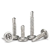 Dovetail Screw 410 Stainless Steel Cross Round Head With Washer Self Tapping Screw Large Flat Head S