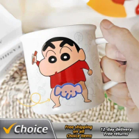 New Cartoon Tableware Ceramic Dishes Household Use Water Cup Creativity Rotating Elephant Mug Gift Box Kawaii Cra yon Shin Chan