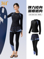 361度分體泳衣女長袖長褲防曬2025新款浮潛泳裝水母衣沖浪潛水服-創美