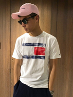 美國百分百【Tommy Hilfiger】T恤 TH 男 圓領 T-shirt 短袖 短T 大logo 白色 J080