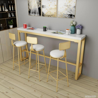 桌北歐創意奶茶店吧台桌靠牆長條實木家用高腳咖啡桌椅酒吧 樂樂百貨