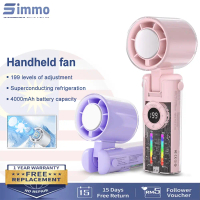 SIMMO High Speed Fan Portable Handheld Transparent Cooling Fan USB Rechargeable 199 Gear Adjustable