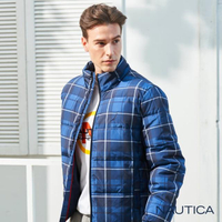 【NAUTICA】恆溫保暖科技羽絨格紋外套(藍)