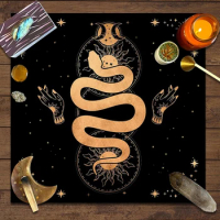 Triple Moon Snake Altar Cloth Alter Cloth Tarot Cloth for Spread Tarot Reading Cloth Witchcraft Divination Cloth Board Game Mat