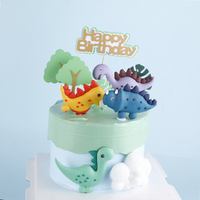 恐龍軟陶擺件 恐龍 造型 蛋糕裝飾 生日 蛋糕 擺件 軟陶 恐龍 插牌