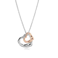 Tiffany&amp;Co. 925純銀+18K玫瑰金雙心墜飾項鍊