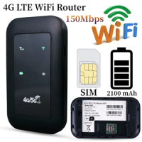 4G LTE Router Pocket 150Mbps WiFi Repeater Signal Amplifier Network Expander Mobile Hotspot Wireless Mifi Modem SIM Card Slot