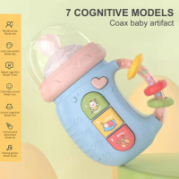 [Malaysia Stock] 2025 Baby Teether Toys Set 4 In 1 Pacifier Rattles Light Up Toy and Chewable Teethe