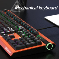 ECHOME Wired Type-c Mechanical Keyboard 104key Hot Plug RGB Backlight Metal Panel Gaming Keyboard for Laptop Desktop Computer
