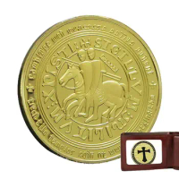 Cross Challenge Coin Gold-Plated Commemorative Coin Unique Knight Challenge Coin For Family Friends Colleagues