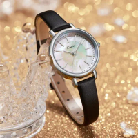 KIMIO Women Watch Waterproof Brand Fashion Natural colored Fritillary Dial Genuine Leather Strap Ladies Watch Clock Female Gifts