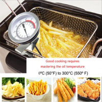 Oil Thermometer Deep Fry with Clip Candy Thermometer Long Fry Thermometer for Turkey Fryer Tall pots Beef Lamb Meat Food Q84D