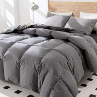 Goose Feather Down Comforter King Size,750+ Fill Power,1200TC,100% Organic Cotton Fabric,All Season Grey Duvet 8 Corner Tabs