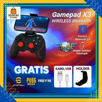 Gamepad X3 Joystick Wireless Bluetooth + Holder Game PUBG Efootball Mobile Legends Freefire - Contro